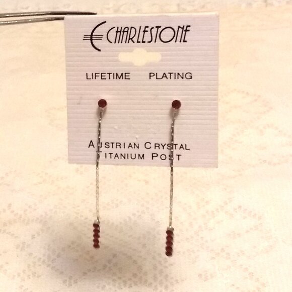 NEW Silver Plated Red Garnet Crystal Long Drop Dangle Earrings Jewelry Gifts - Picture 5 of 8